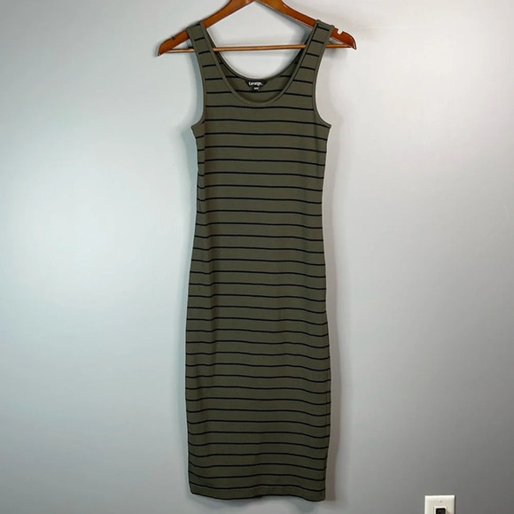 GEORGE Olive Green Ribbed  Bodycon Midi Tank Dress Striped Stretch Size M - Picture 11 of 11